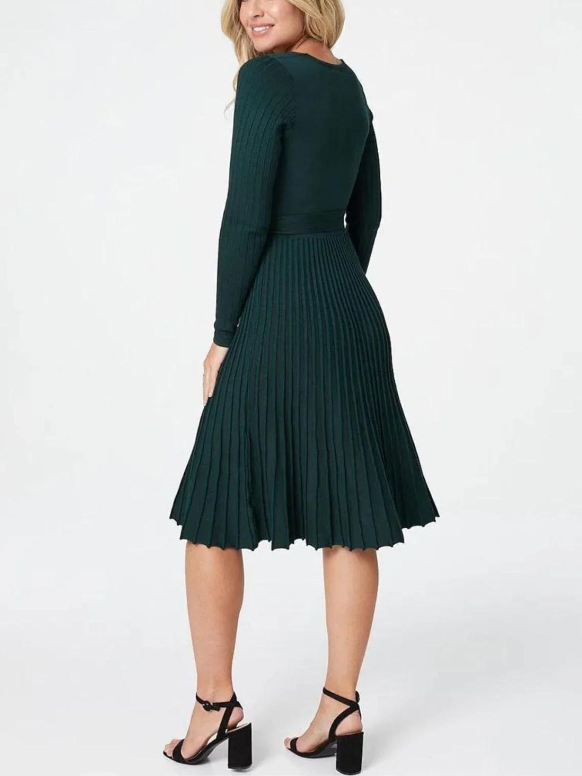 Adelina Dress Knit Pleated Skirt Crossover Top, , alternate image number 8