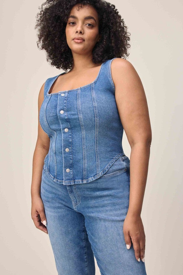 JNB PLUS - DENIM VEST | VARSITY BLUES, VARSITY BLUES / Dark Wash, hi-res image number null