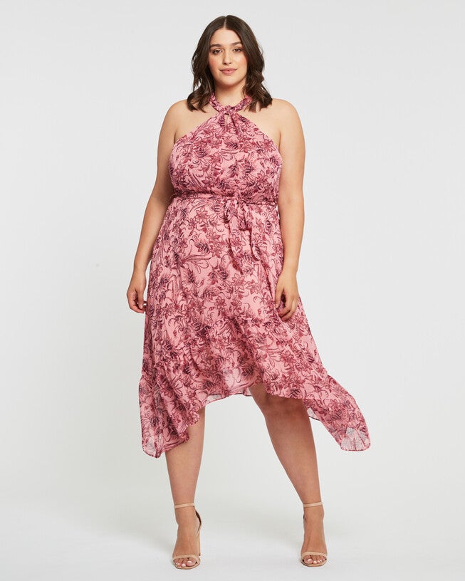Sophia Halter Dress, Print / Pink, hi-res image number null
