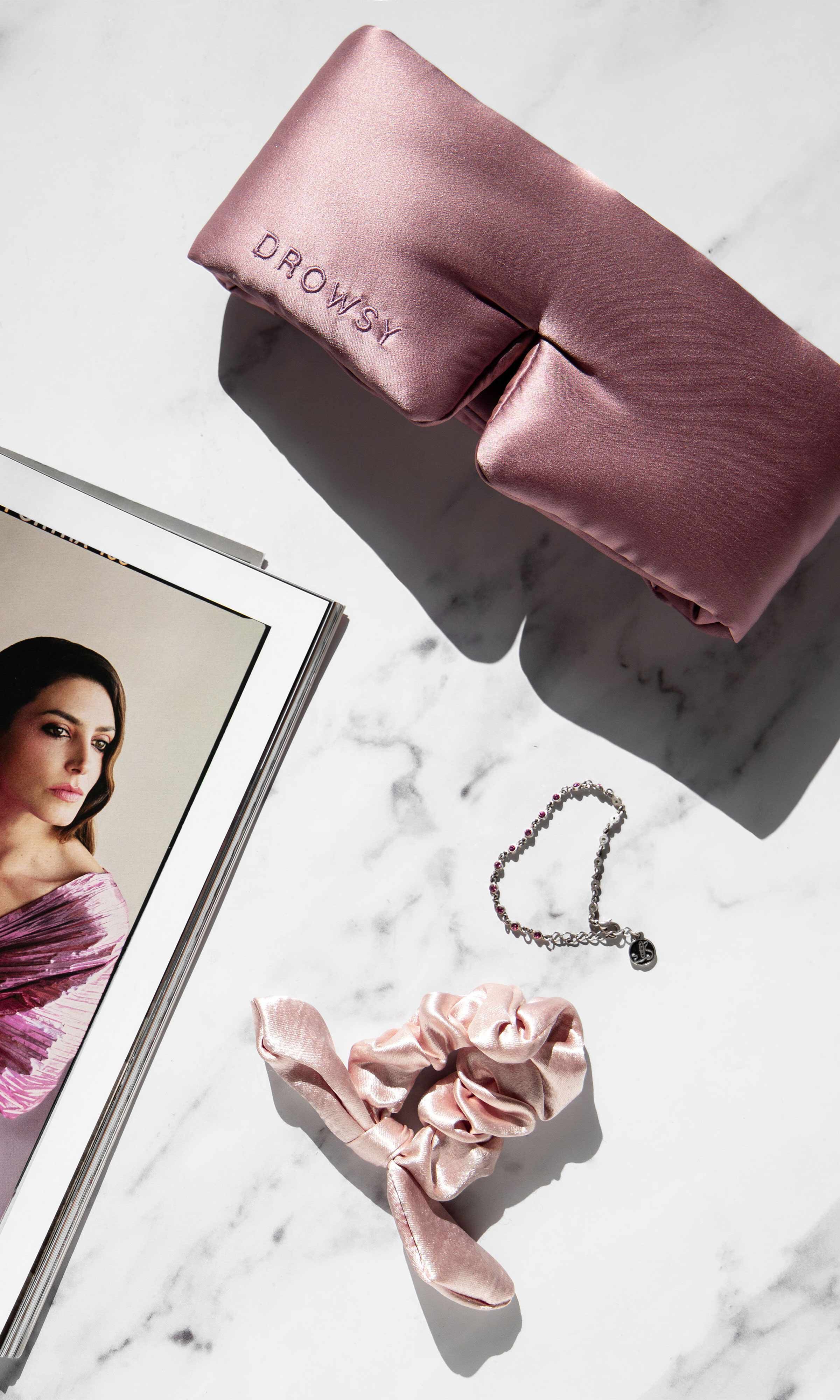 Silk Sleep Mask, Damask Rose / Pink, alternate image number 3