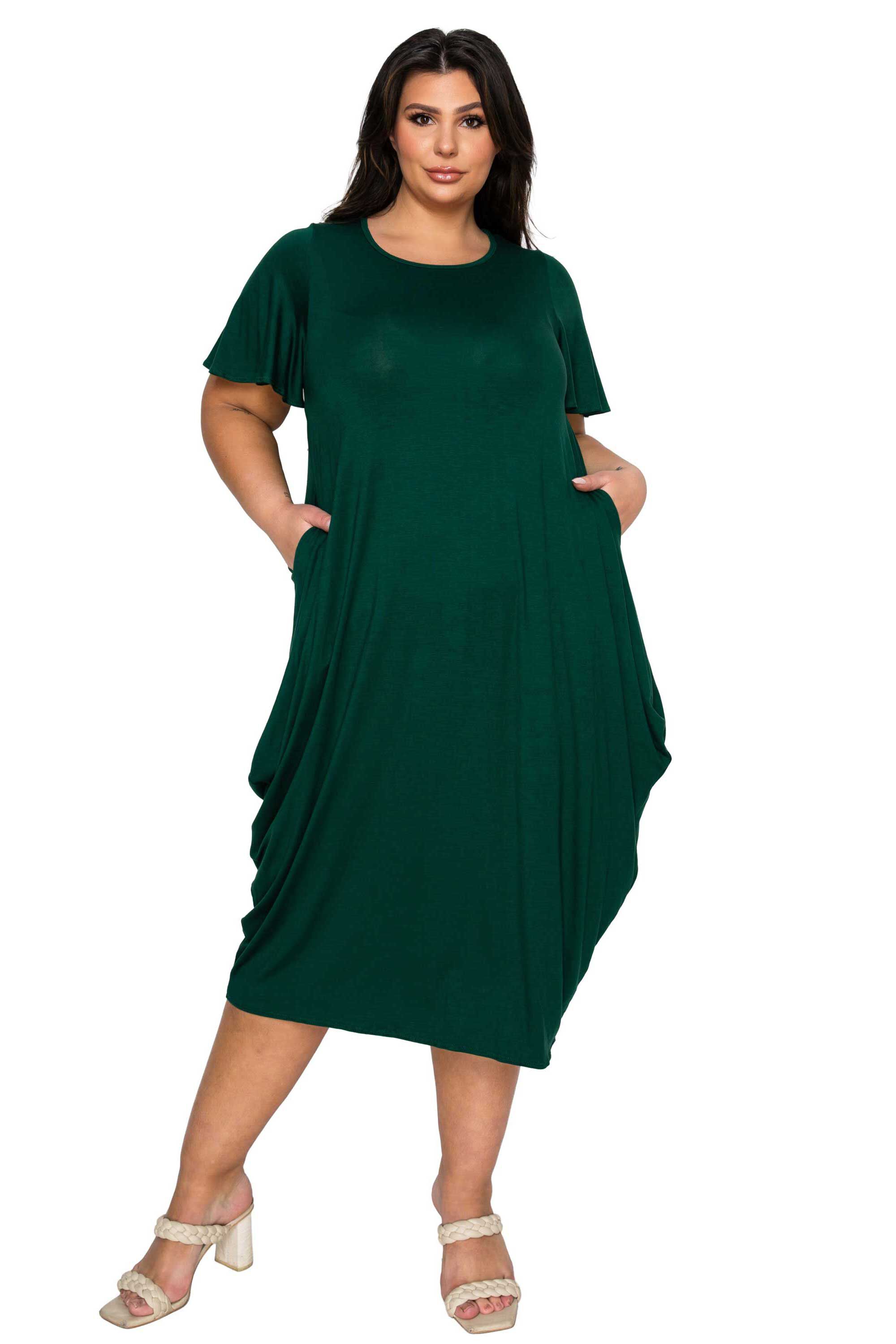 Liz Flutter Sleeve Pocket Dress, Green Hunter / Hunter Green, hi-res image number 0