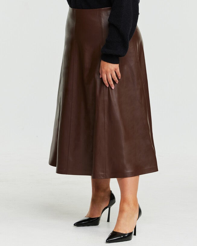Ashdown PU Vegan Leather Midi Skirt, , alternate image number null