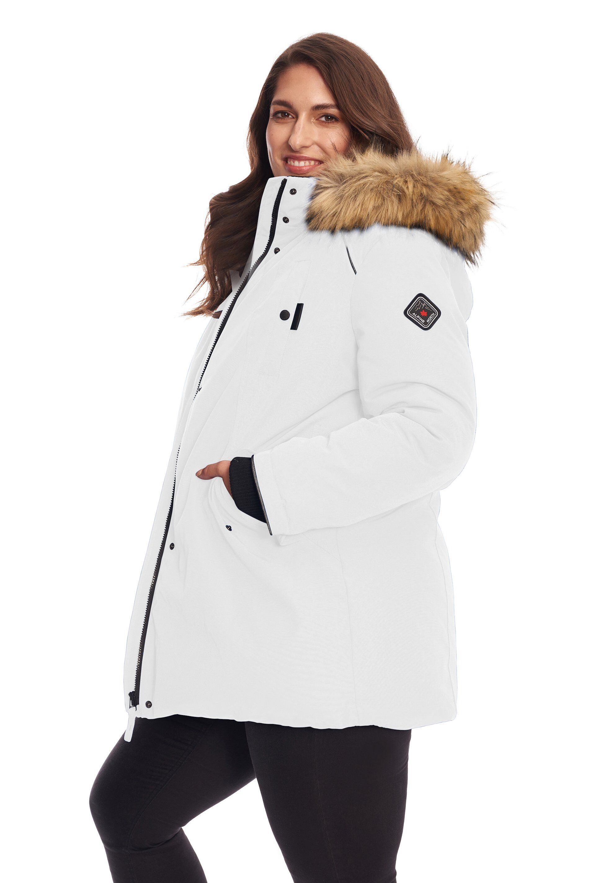 GLACIER | Vegan Down Recycled Parka Winter Jacket, White / White, alternate image number 1