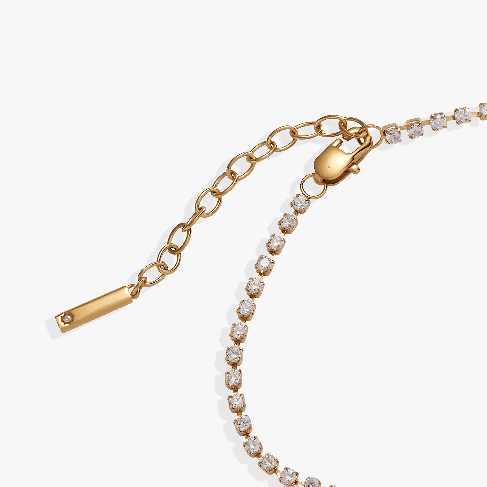 &#39;Mama&#39; Crystal Tennis Bracelet, Gold / Gold, alternate image number 2