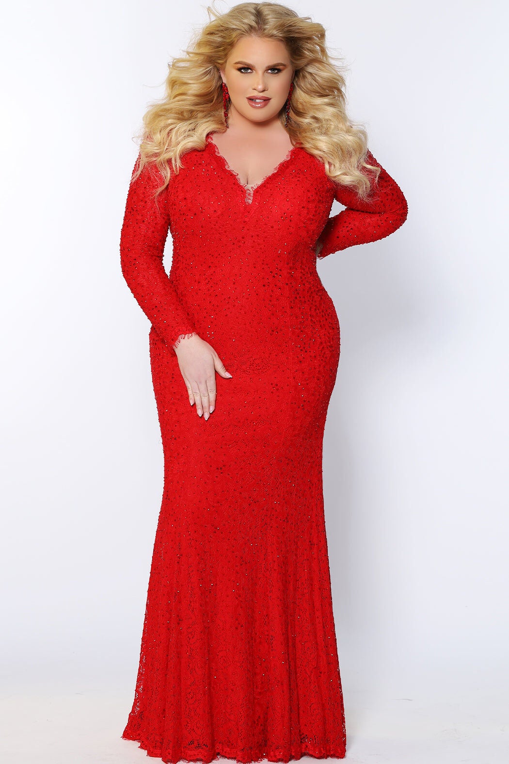 MERCEDES PAGEANT GOWN, Scarlet / Red, hi-res image number 0