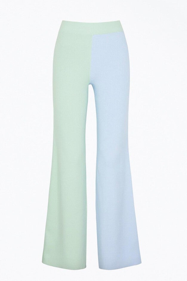 AWA RIBBED-KNIT STRAIGHT-LEG PANTS IN GREEN/BLUE, , alternate image number null