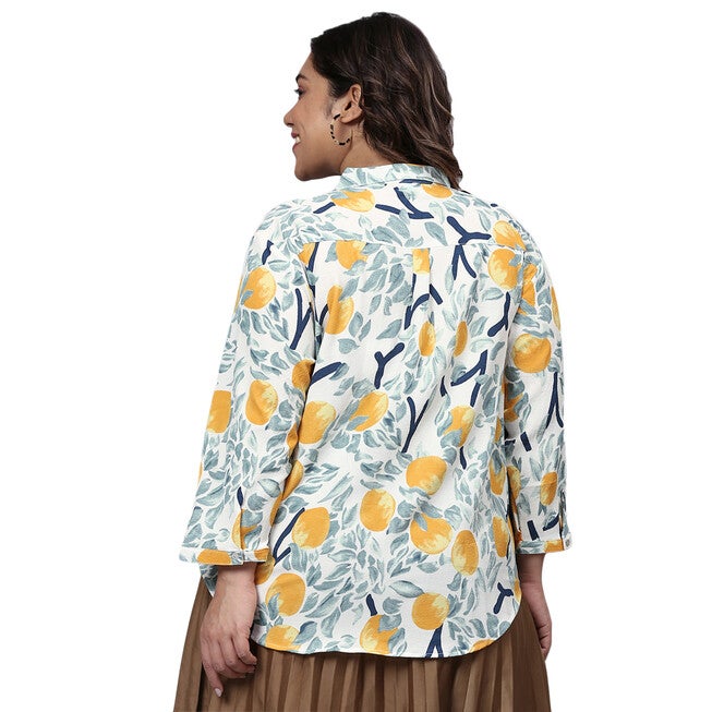 Floral Printed Shirt Style Top, , alternate image number null