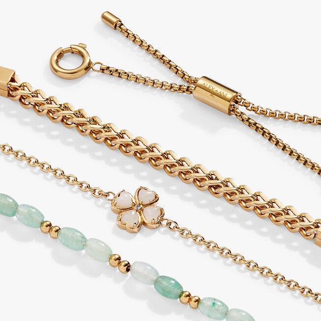 Four-Leaf Clover Stranded Bracelet Set, Gold / Gold, alternate image number 1