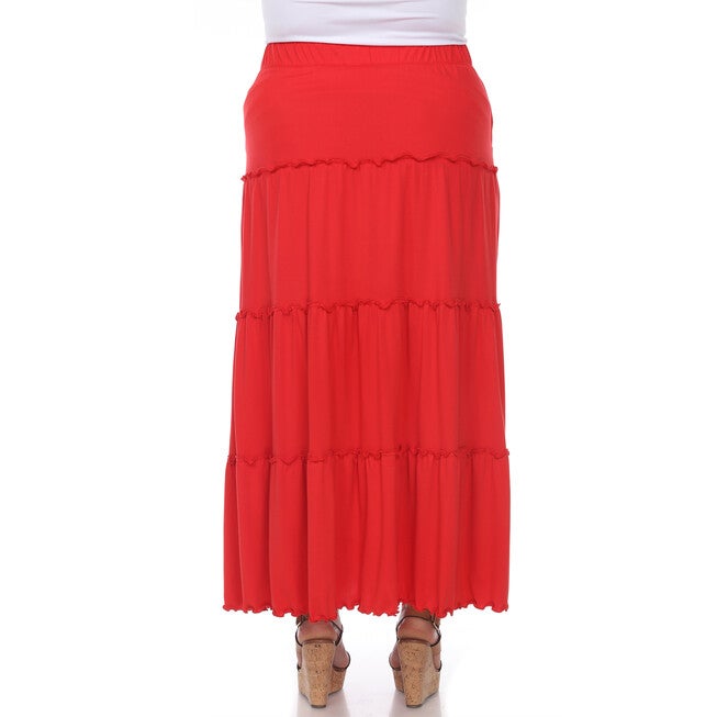 Tiered Maxi Skirt, Red / Red, alternate image number null