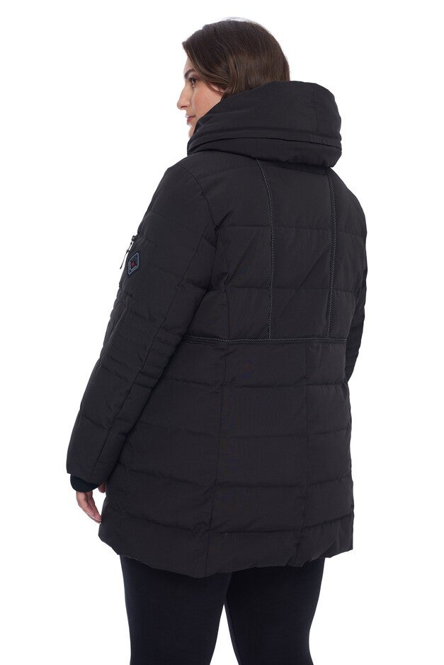 Women's Plus Size - KOOTNEY | Vegan Down Recycled Mid-Length Parka Coat, Black / Black, alternate image number null