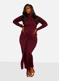 Mary Draped Tie Bodycon Maxi Dress