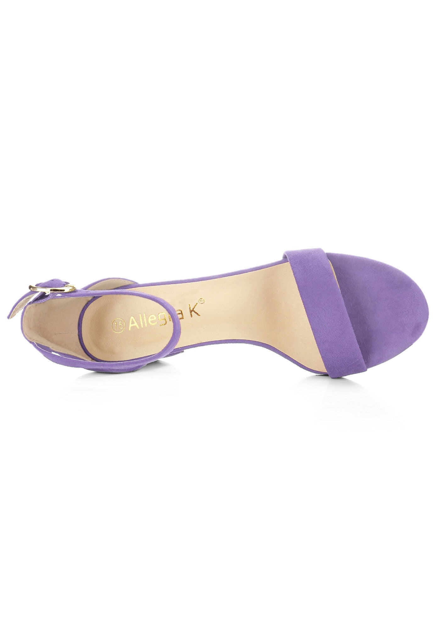 Mid Block Heel Ankle Strap Sandals, Purple / Purple, alternate image number 3