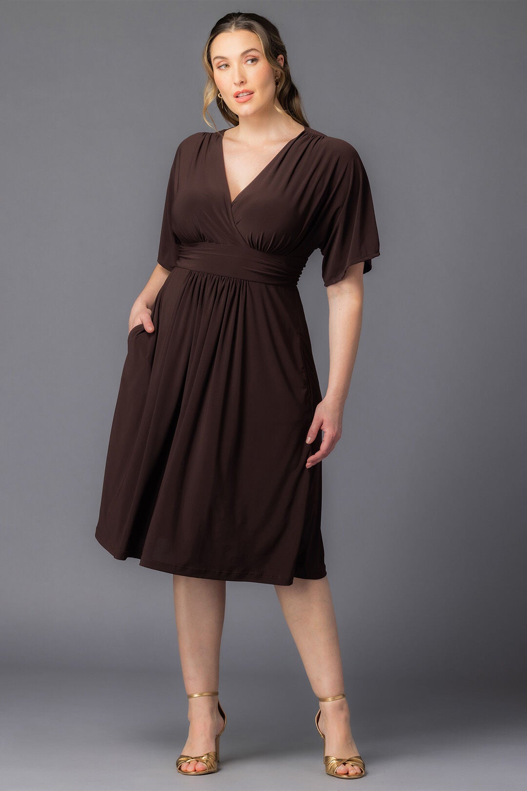 Gia Midi Dress, Chocolate / Brown, alternate image number 4