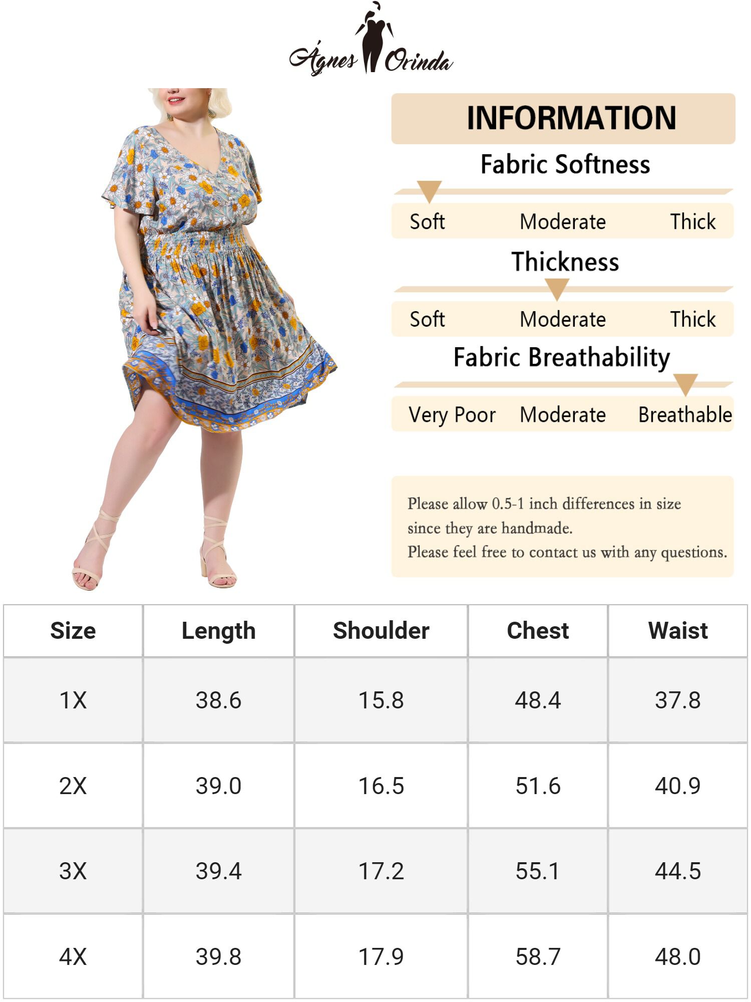 Placed Pattern Bohemian Smock Waist V Neck Summer Midi Dress, Beige / Beige, alternate image number 4