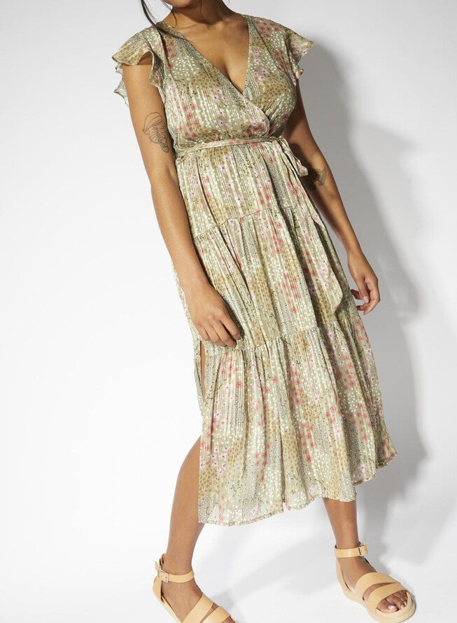 MONET MIDI DRESS IN MULTI, Multi / Hunter Green, hi-res image number 0
