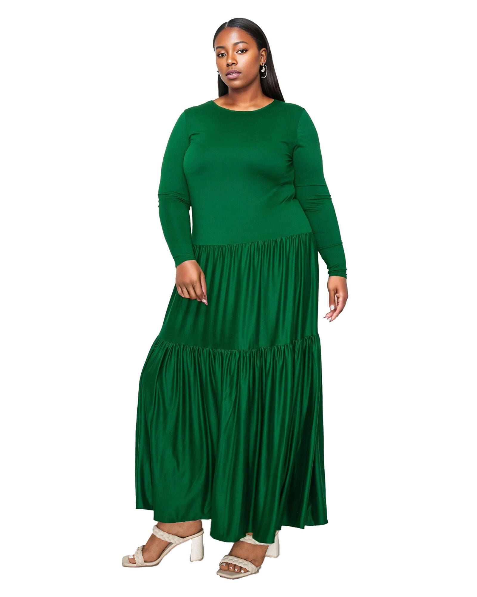 Tiered Maxi Dress, Green / Kelly Green, alternate image number 2