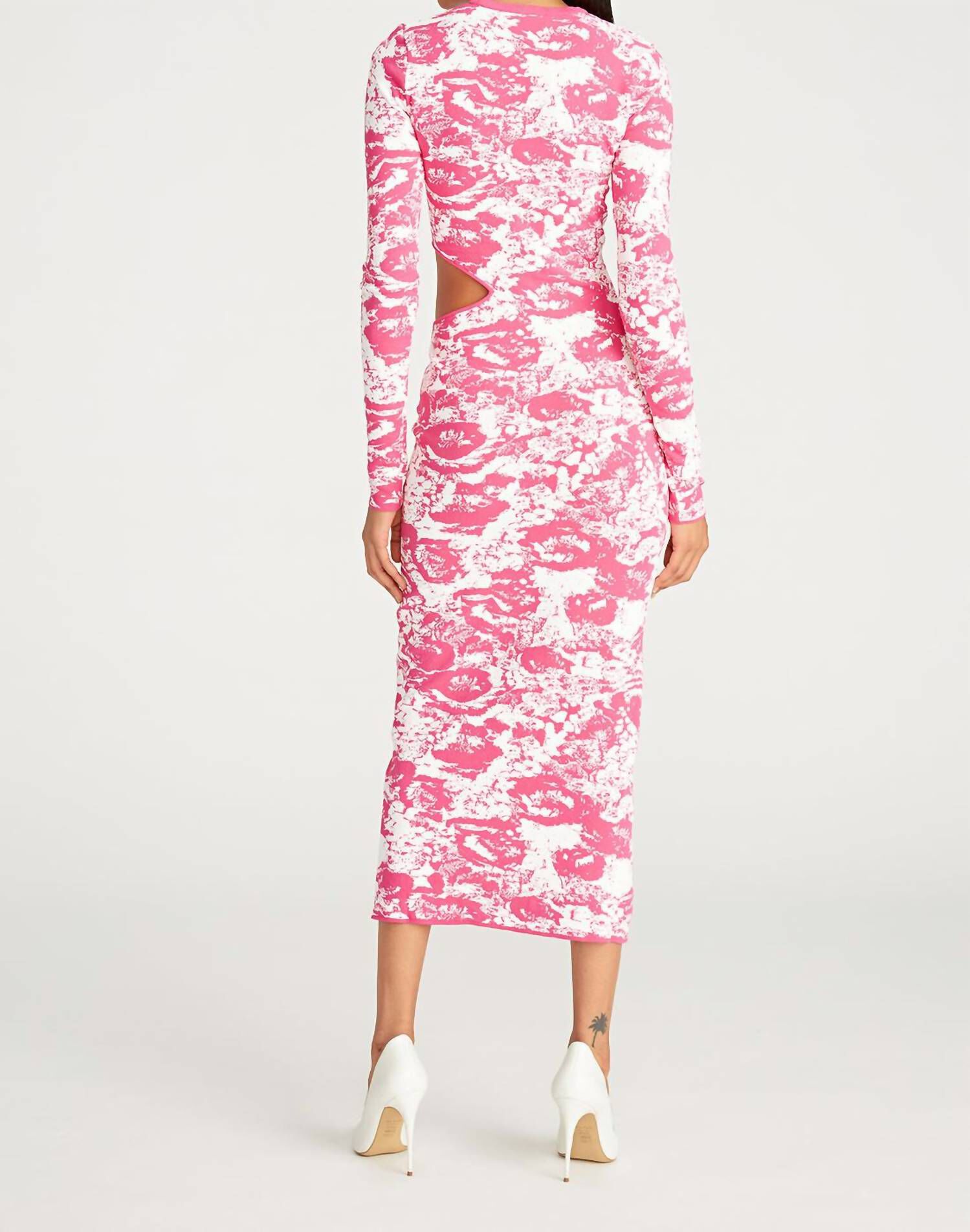 COOPER CUTOUT DRESS IN MELON TWO TONE SKETCH FLORAL, Melon Two Tone Sketch Floral / Pink, alternate image number 3
