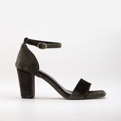 JESS - OLIVE GREEN VELVET SANDALS