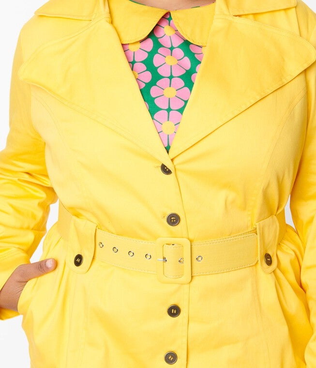 Smak Parlour Yellow Belted Trench Coat, , alternate image number 6
