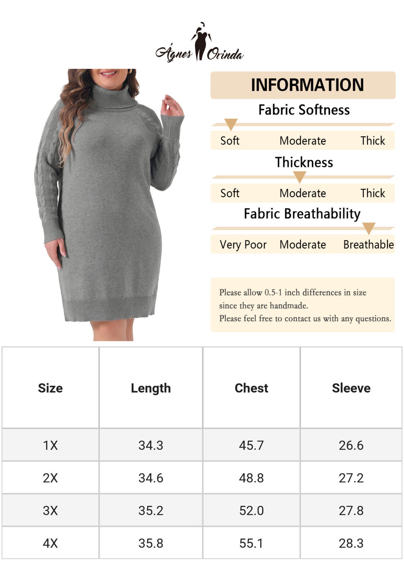 Turtleneck Pullover Long Sweater Dress, Gray / Warm Grey, alternate image number 4