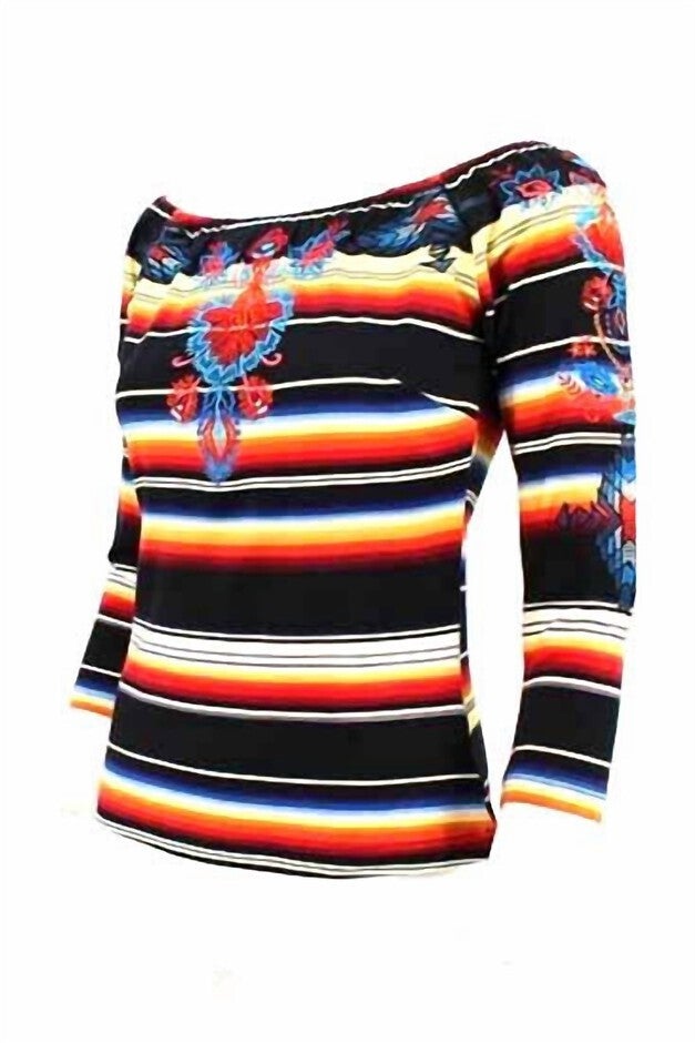 WOMEN'S SUNRISE SALTILLO KNIT TOP IN MULTI, Multi / Black, alternate image number null