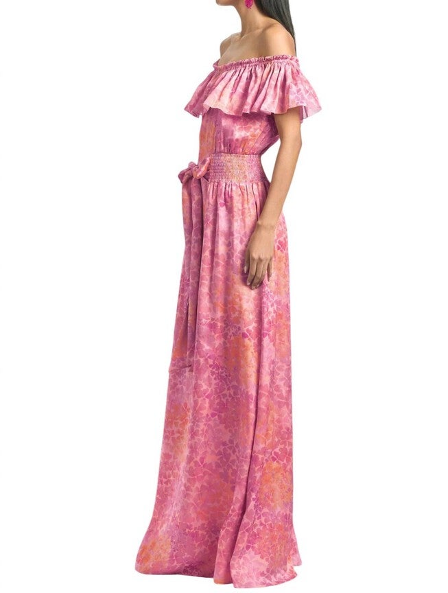 NIKKI DRESS, Pastel Sunset Hydrangea / Pink, alternate image number null