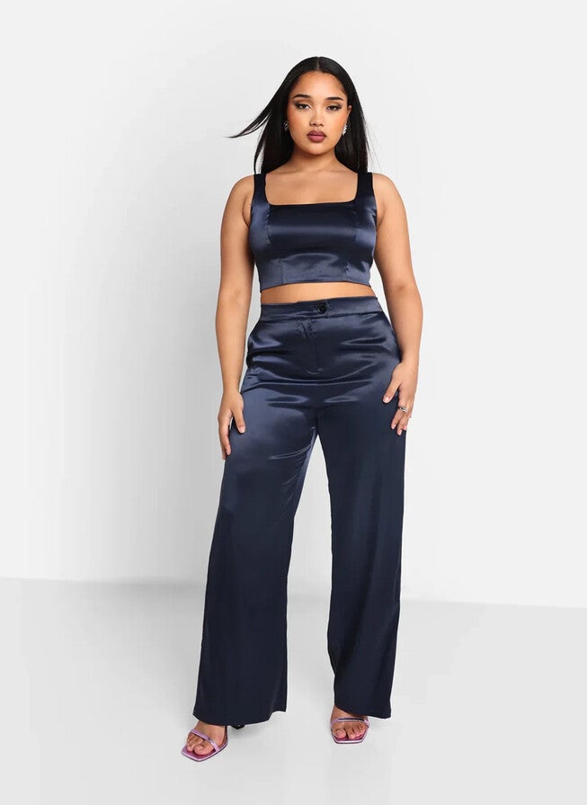 Rebdolls Women's Juliette Satin Corset Top, Blue / Navy, alternate image number 1