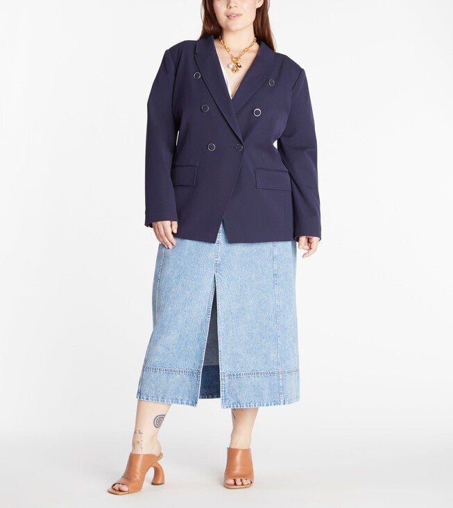 Christina Skirt, True Blue Acid Indigo / Light Wash, alternate image number null