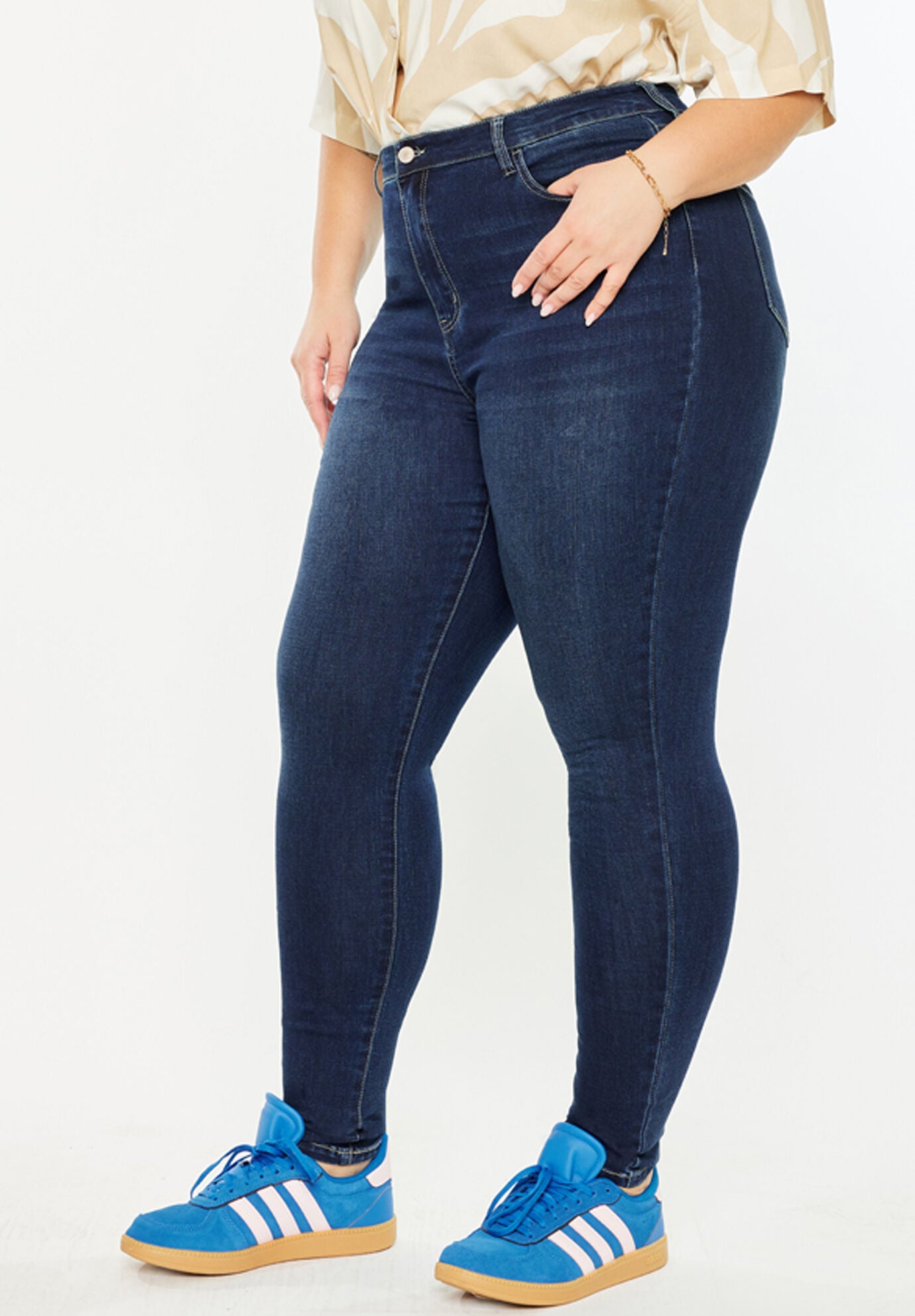 Bluebird Essentials High Rise Super Skinny Jeans (Plus Size), Dark Wash / Dark Wash, alternate image number 3