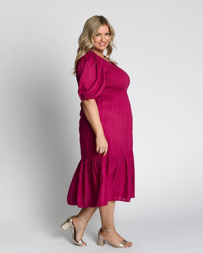 Mia Blouse Sleeve Dress, French Plum / Deep Fuchsia, hi-res image number 0