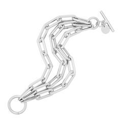 Triple Gisele Toggle Bracelet 6" Silver