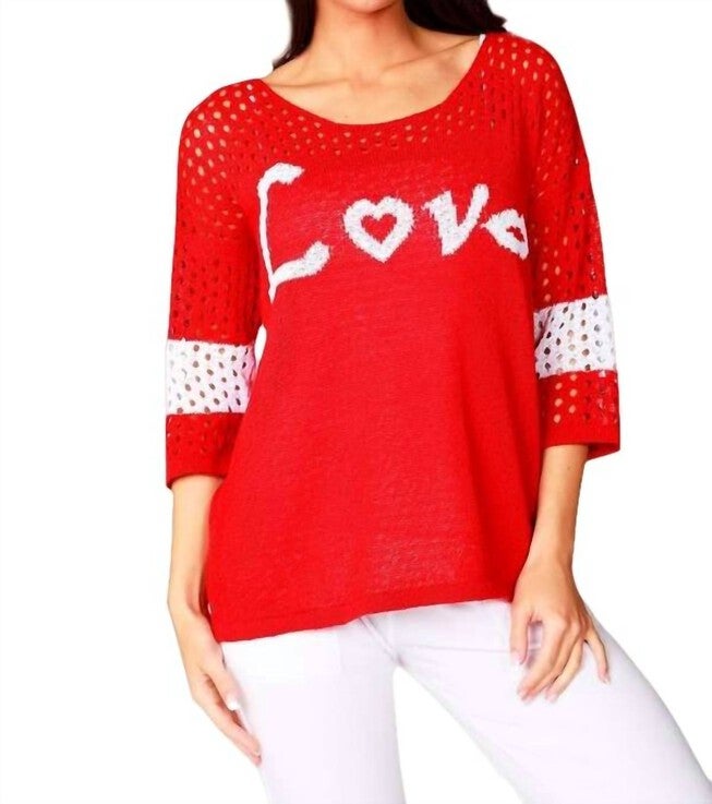CROCHET LOVE CREW IN RED, Red / Red, hi-res image number 0
