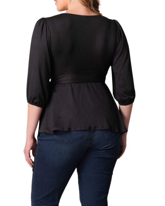 Nina Wrap Top, BLACK NOIR / Black, alternate image number 1