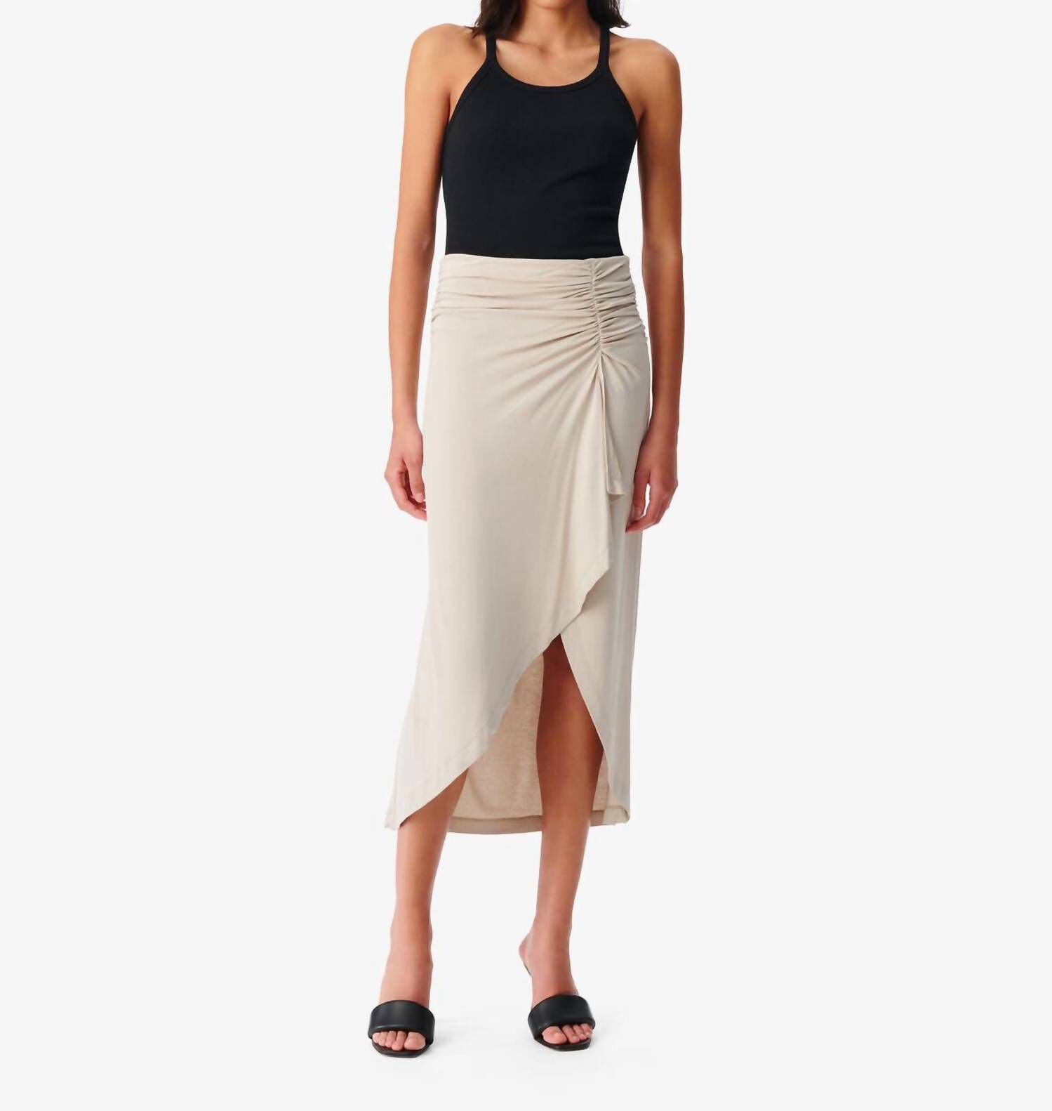 KALES RUFFLED MIDI SKIRT IN GREIGE, , alternate image number 6