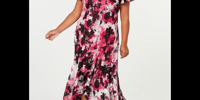 Alex Evenings Women's Plus Printed High Low Dress Pink Size 14W, , alternate image number null
