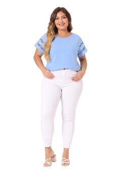 Lace Panel Hollow Short Sleeve Summer Blouse
