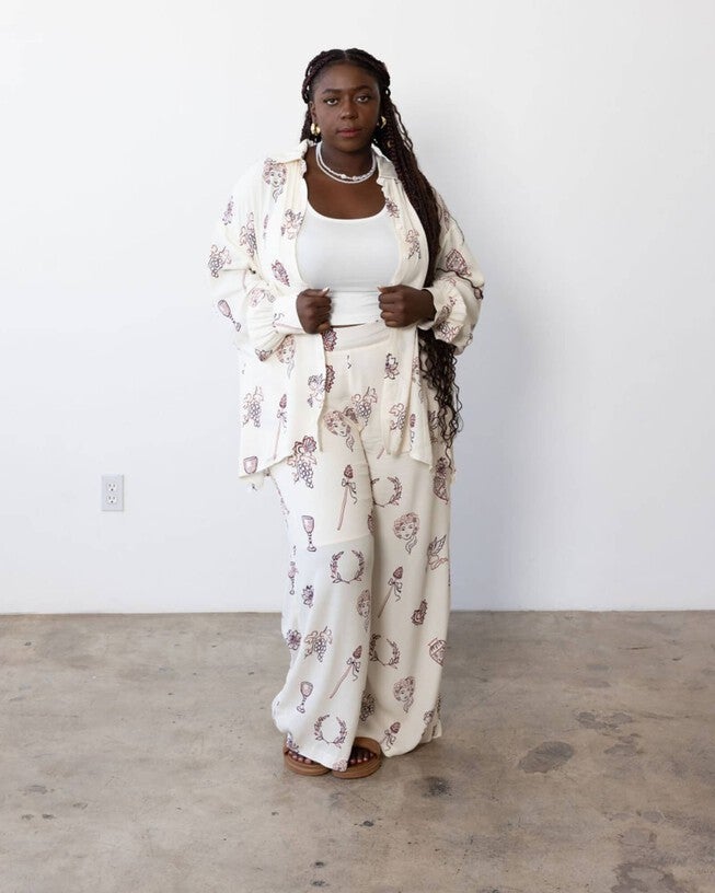 Adele Pant Wide Leg Pant, Cherub Print / White, alternate image number 2