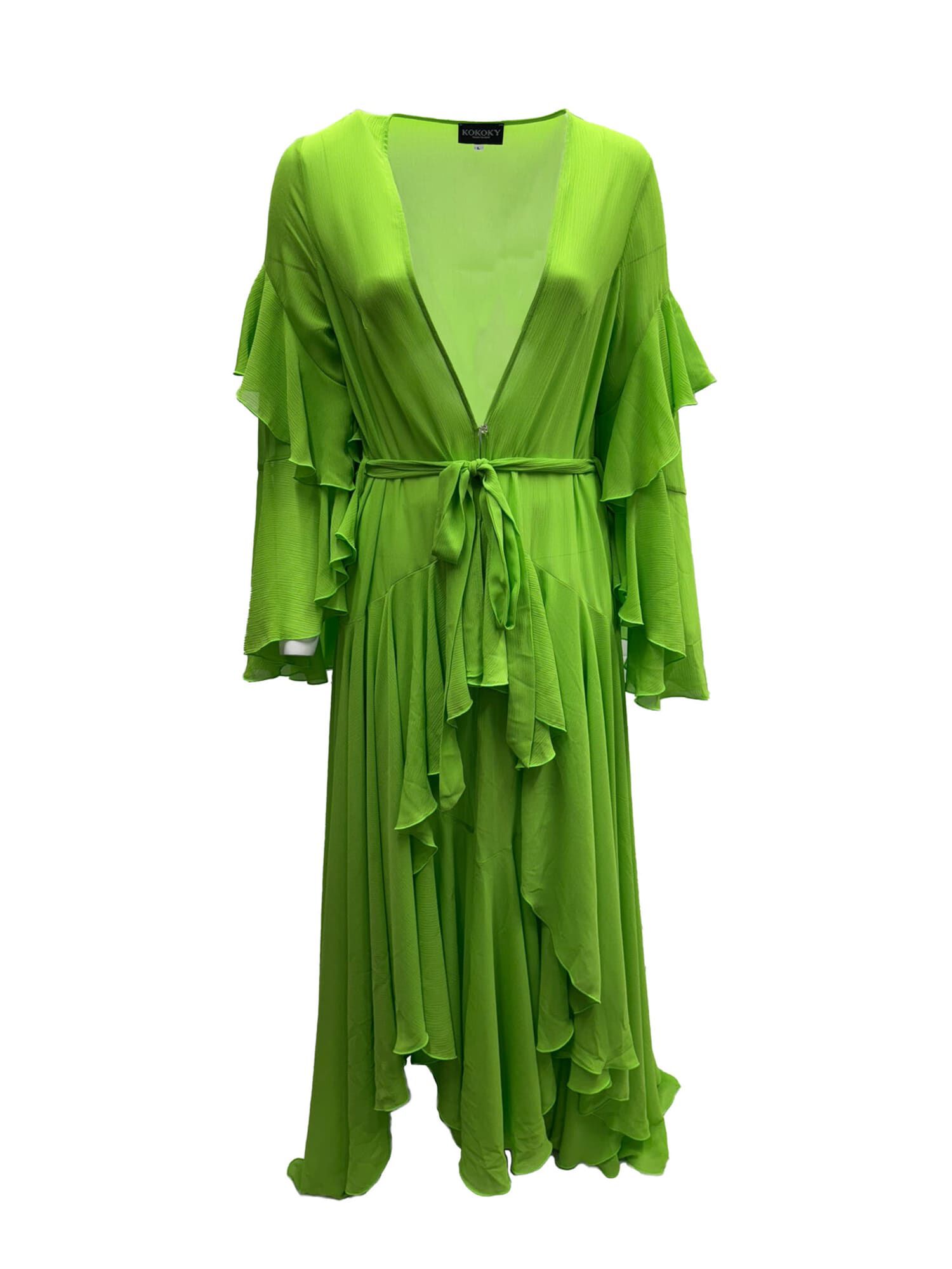 Korinne Deluxe Kaftan Neon Green, Neon Green / Light Green, hi-res image number 0