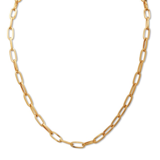 Gold Ion-Plated Stainless Steel Paperclip Necklace 18 Inch, Yellow / Yellow, hi-res image number 0