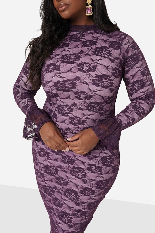 Faith Lace Midi Dress, Purple / Purple, alternate image number 2