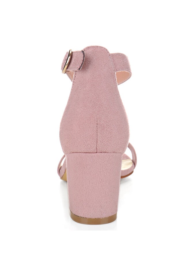 Mid Block Heel Ankle Strap Sandals, Light Pink / Pink, alternate image number 3