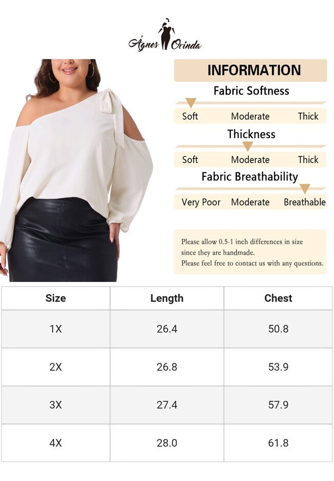 Cold Shoulder Tie Long Sleeve Blouse T-Shirt Tee Top, Beige / Beige, alternate image number 4