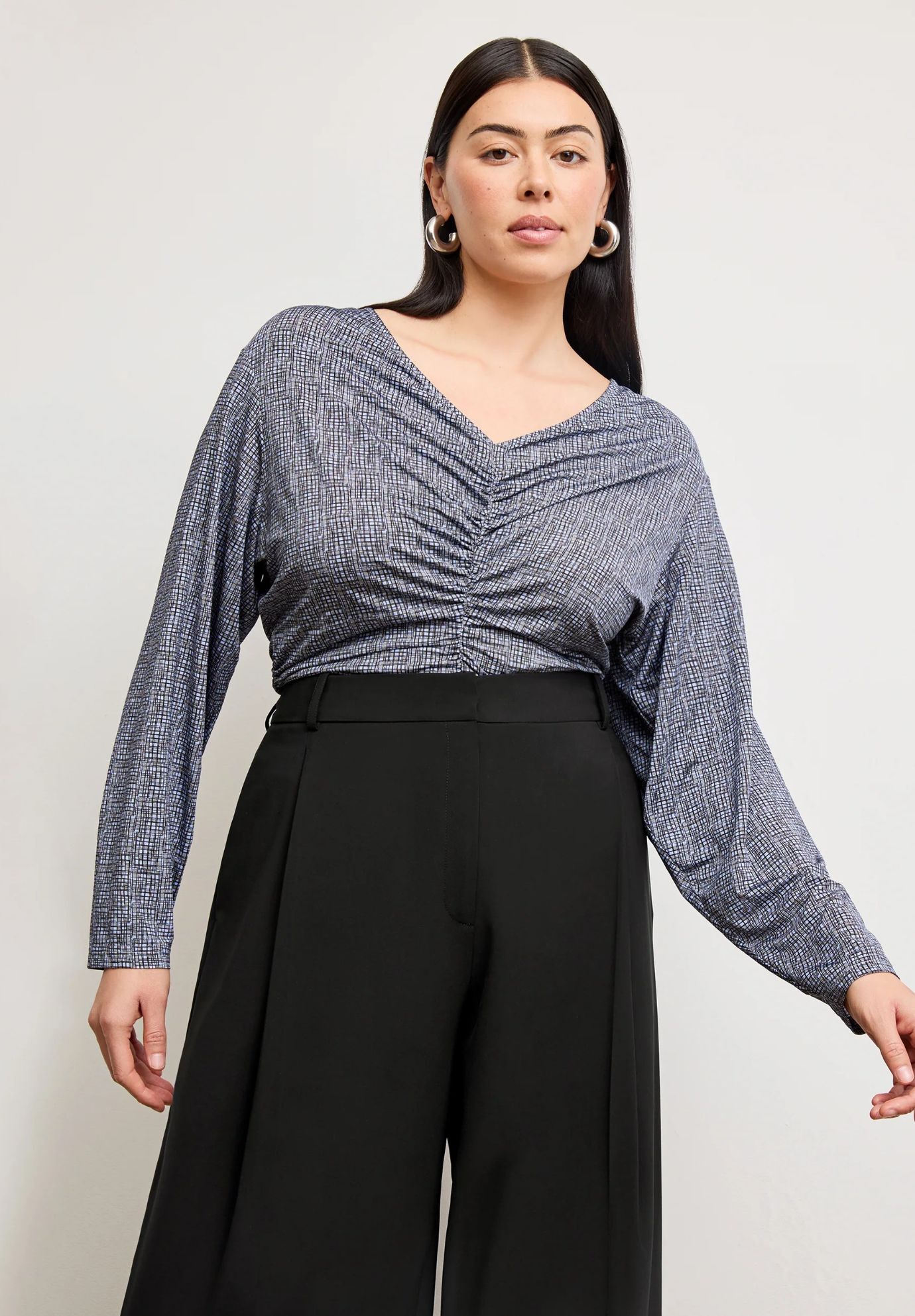 Amina Ruched Top - Printed Jersey, Blueprint Sketch / multi, hi-res image number 0