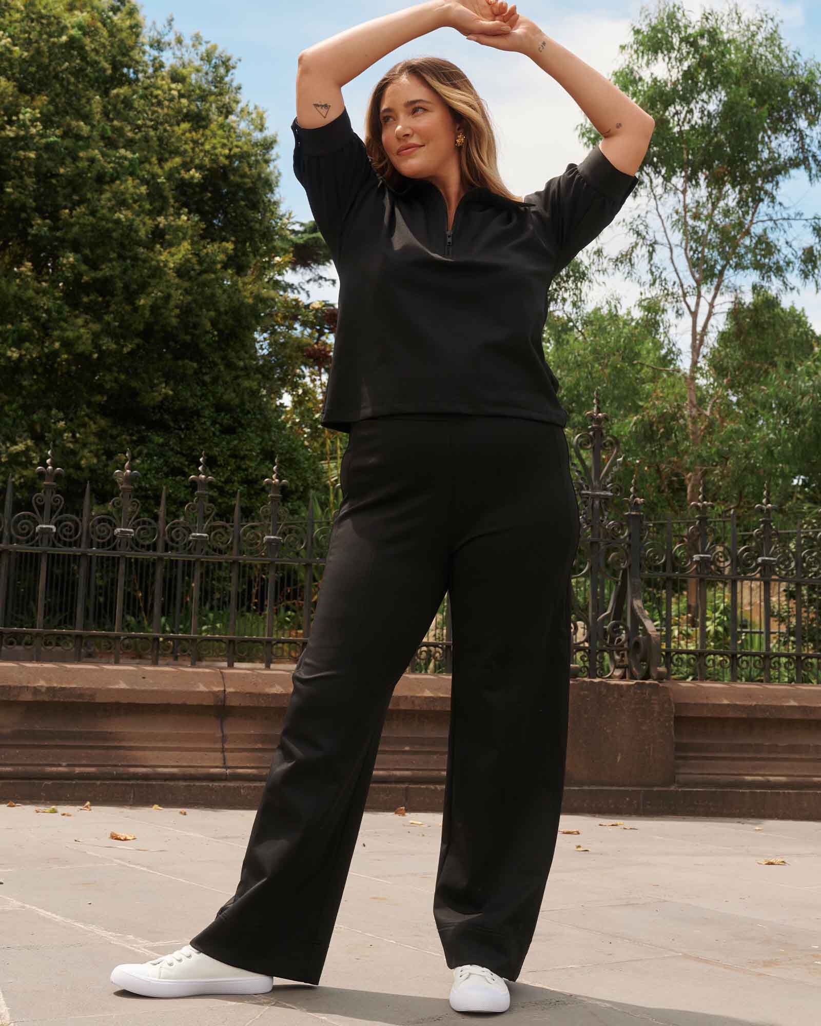 Jolene High Straight Pant, Black / Black, alternate image number 1