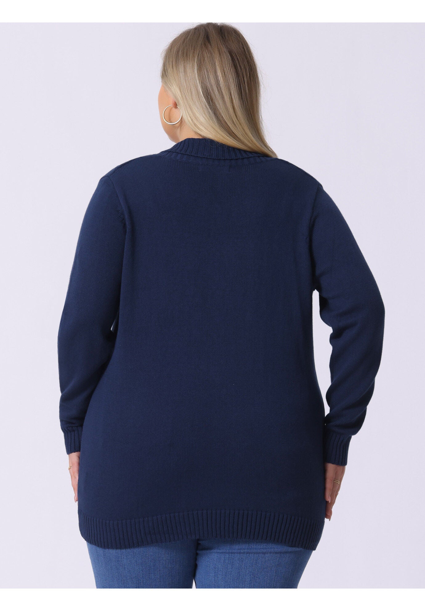 SHAWL COLLAR OPEN FRONT SWEATER CARDIGAN, Dark Blue / Navy, alternate image number 3