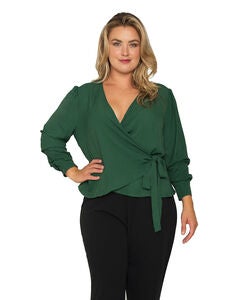 Standards & Practices Wrap Tie Long Sleeve Blouse