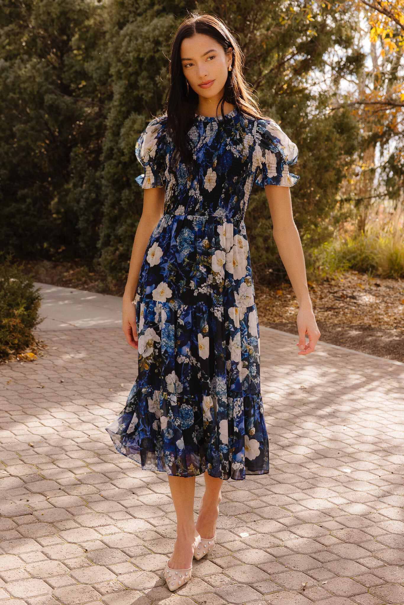 Cordelia Dress, Winter Rose Garden / Navy, hi-res image number 0