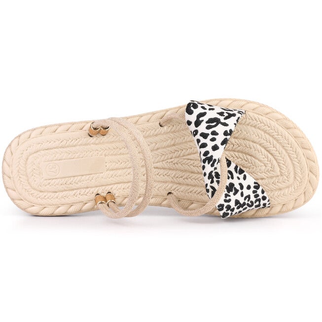 Cross Strap Slip On Summer Flat Sandals, Black White / Black, alternate image number 3