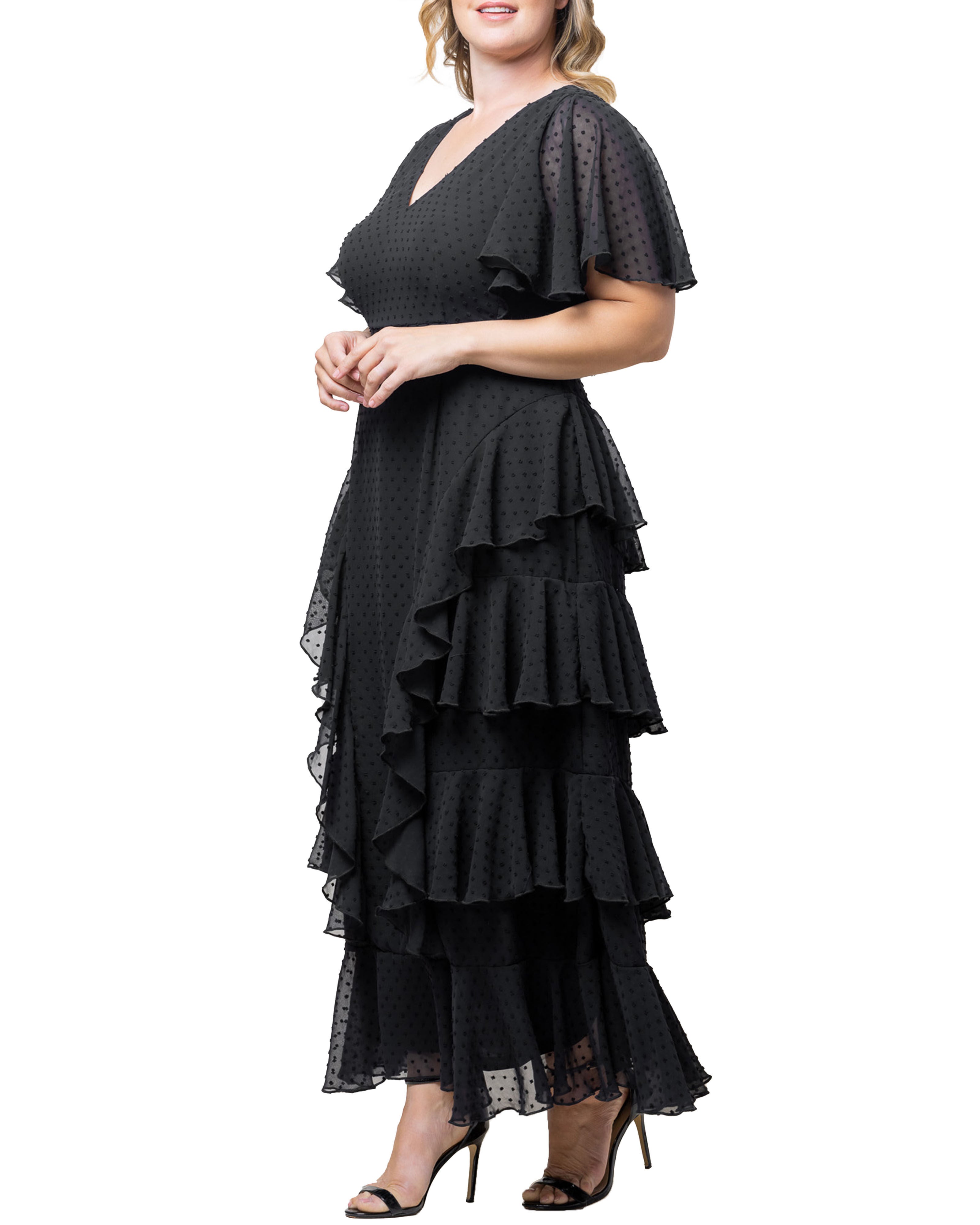 Tour de Flounce Chiffon Evening Gown, ONYX / Black, alternate image number 3
