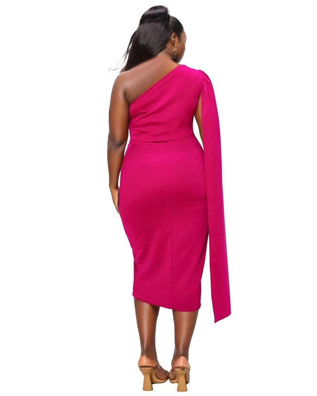 SPADE ONE SHOULDER CAPE DRESS, , alternate image number 5